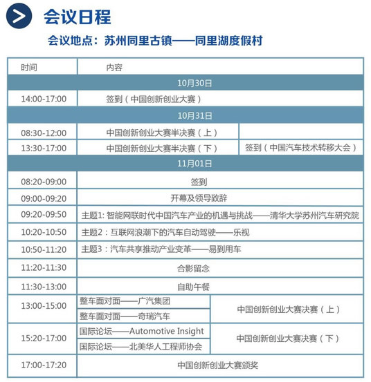 2016中国汽车技术转移大会会议日程 2016中国汽车技术转移大会会议日程